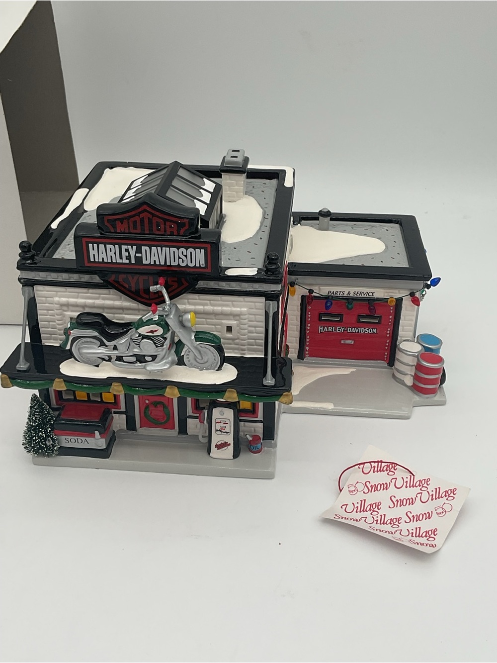Retired Department 56 Harley-Davidson Snow Village Motorcycle Shop